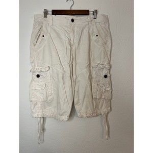 Fried Denim Shorts Mens 34 White Cargo Pockets Outdoors Utility Travel Work